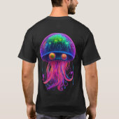 Ocean animal Jellyfish Schwarze Farbe Cotton halsl T-Shirt (Rückseite)
