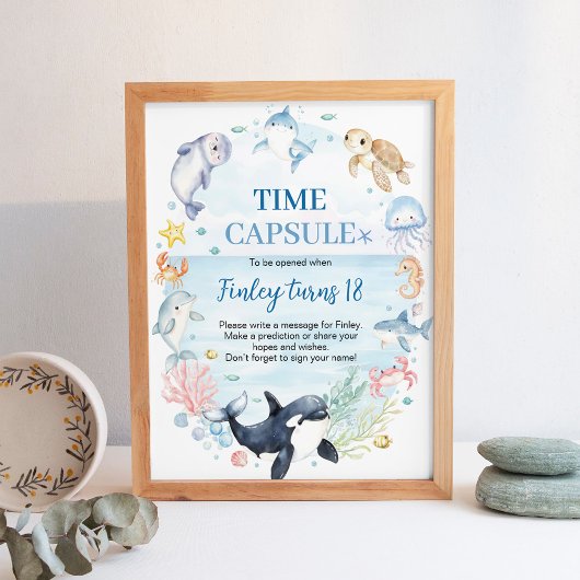 Ocean Animal Kindergeburtstag Time Kapsel Poster