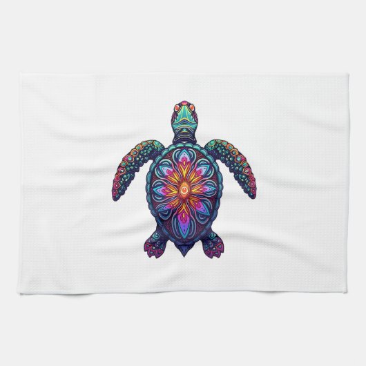 Ocean Animal Tie Dye Tribal Sea Animal Maori Turtl Geschirrtuch (Horizontal)