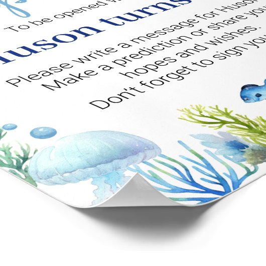 Ocean Animal Turtle Birthday Time Kapsel Poster (Ecke)