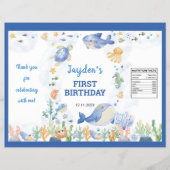 Ocean Animals Boy Birthday Chip Bag Wrapper Flyer (Vorne)