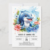 Ocean Animals Fantasy Dolphin Geburtstag Einladung (Vorderseite)