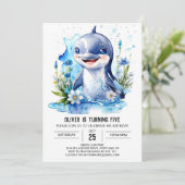 Ocean Animals Fantasy Dolphin Geburtstag Einladung (Stehend Vorderseite)