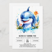 Ocean Animals Fantasy Dolphin Geburtstag Einladung (Vorne/Hinten)