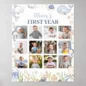 Ocean Animals Kindergeburtstag Foto Milestone Zeic Poster (Vorne)