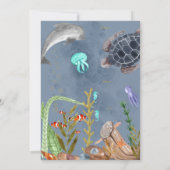 Ocean Animals Kindergeburtstag Party Blaue Einladu Einladung (Rückseite)