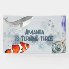 Ocean Animals Kindergeburtstag Party Blue Nautic Banner