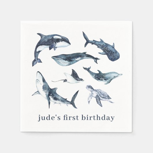 Ocean Animals Paper Teller Serviette (Vorderseite)