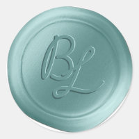 Ocean Aqua 2 Letter Monogram Wax Siegel Stickers