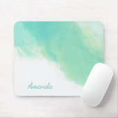 Ocean Aqua Blue Abstrakt mit Monogram Mousepad (Mit Mouse)