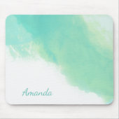 Ocean Aqua Blue Abstrakt mit Monogram Mousepad (Vorne)