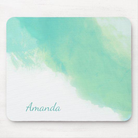 Ocean Aqua Blue Abstrakt mit Monogram Mousepad (Vorne)