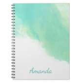 Ocean Aqua Blue Abstrakte Wasserfarbe mit Monogram Notizblock (Vorderseite)