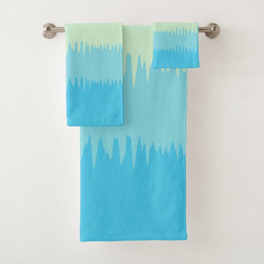 Ocean Aqua Blue Jade Beige Brown Creme Badhandtuch Set (Insitu)