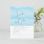 Ocean Aqua Blue Wedding Einladung (Stehend Vorderseite)