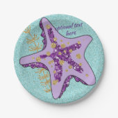 Ocean Aqua Glitzer Lila Star Fish Paper Teller (Vorderseite)
