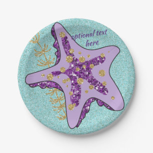Ocean Aqua Glitzer Lila Star Fish Paper Teller