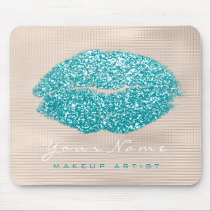 Ocean Aqua Ivory Glitzer Name Makeup Lips Kiss Mousepad