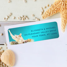 Ocean Aquamarin Blue Aqua Seashells Beach Address 