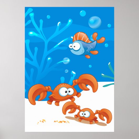 Ocean Aquatic Niedlich Crab Funny Fish Poster (Vorne)
