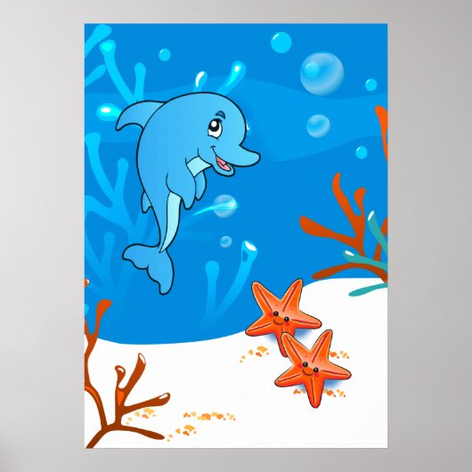 Ocean Aquatic Niedlich Delphin Starfish Poster (Vorne)