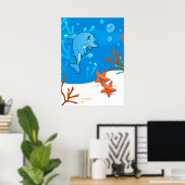 Ocean Aquatic Niedlich Delphin Starfish Poster (Heimbüro)
