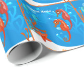 Ocean Aquatic Niedlich Seepferd Custom Wrap Geschenkpapier (Rolleneckpunkt)
