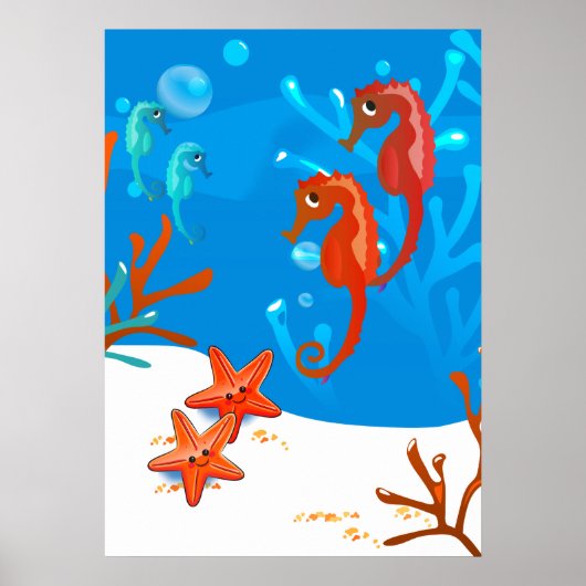 Ocean Aquatic Niedlich Seepferd Starfish Poster (Vorne)