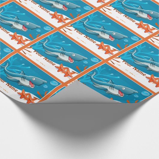 Ocean Aquatic Niedlich Shark Custom Gift Wrap Geschenkpapier (Ecke)