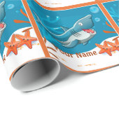 Ocean Aquatic Niedlich Shark Custom Gift Wrap Geschenkpapier (Rolleneckpunkt)