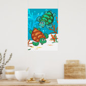 Ocean Aquatic Niedlich Turtle Starfish Kids Room P Poster (Küche)