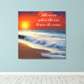 Ocean Art and Quote | Sonnenuntergang am Sandstran Leinwanddruck (Insitu (Holzboden))