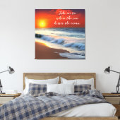 Ocean Art and Quote | Sonnenuntergang am Sandstran Leinwanddruck (Insitu (Schlafzimmer))