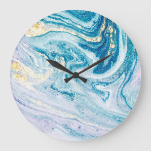 Ocean Art: Marble Agate Wirbel. Große Wanduhr