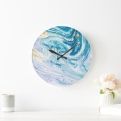 Ocean Art: Marble Agate Wirbel. Große Wanduhr (Zuhause)