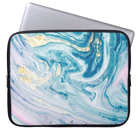 Ocean Art: Marble Agate Wirbel. Laptopschutzhülle (Vorderseite)