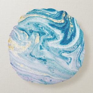 Ocean Art: Marble Agate Wirbel. Rundes Kissen
