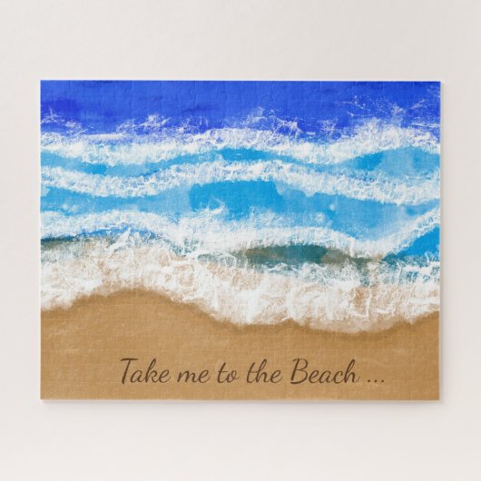 Ocean Art, White Foamy Waves am Sandy Beach Puzzle (Horizontal)