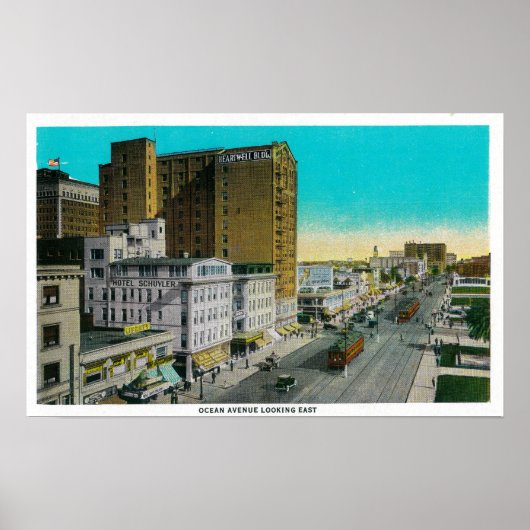 Ocean Avenue Blick nach Osten, Long Beach Poster (Vorne)