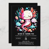 Ocean Axolotl Kindergeburtstag Celebration Einladung (Vorne/Hinten)