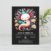 Ocean Axolotl Kindergeburtstag Einladung (Stehend Vorderseite)