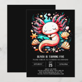 Ocean Axolotl Kindergeburtstag Einladung (Vorne/Hinten)