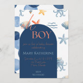 Ocean Baby Boy Showeinladung Einladung (Vorne/Hinten)