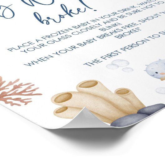 Ocean Baby Dusche Mein Wasser Broke Spiel Schild (Ecke)