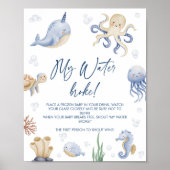 Ocean Baby Dusche Mein Wasser Broke Spiel Schild (Vorne)