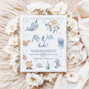 Ocean Baby Dusche Mein Wasser Broke Spiel Schild