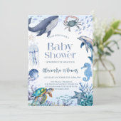 Ocean Baby Shower Party Einladung (Stehend Vorderseite)