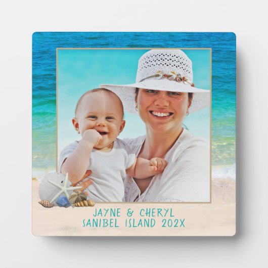 Ocean Background Seashells Stehende Foto Frame Fotoplatte (Vorderseite)