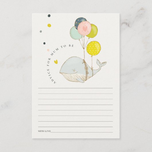 Ocean Balloon Whale Ratschläge für Mama Baby Dusch Begleitkarte (Vorderseite)