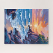 Ocean Bay Sunset | Beach Shore Watercolor Puzzle (Horizontal)